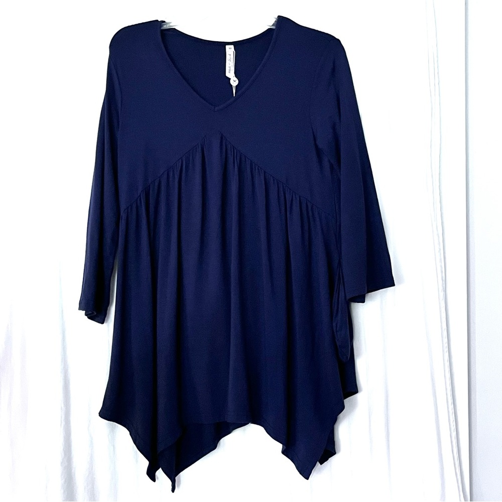 White Mark Maternity‎ Top V Neck Empire Waist Knit Tunic W-Pockets Sz Medium NWT